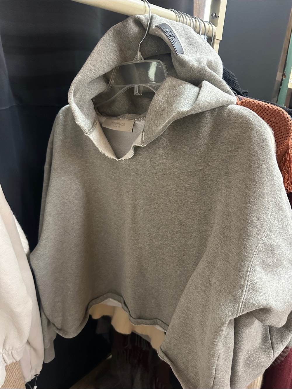 Essentials Fear of God Crop Hoodie Sweater - gray S